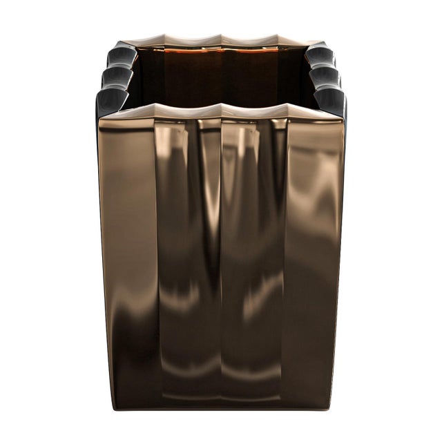 "Stradale" Ice Bucket With Bronze and Stainless Steel, Handcrafted For Sale - Image 4 of 6