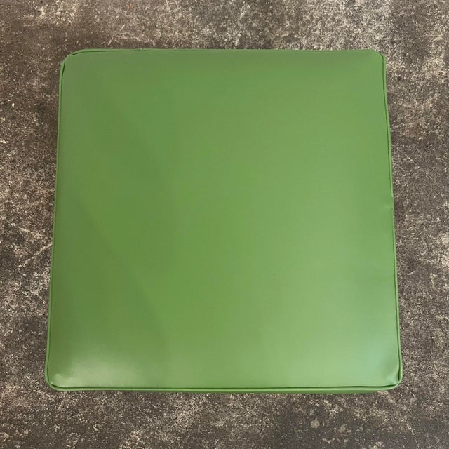 2020s Paul McCobb Style Green Leatherette Ottoman For Sale - Image 5 of 11