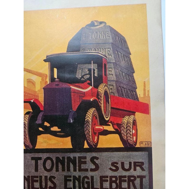 1930s Art Deco Advertising Poster Englebert Pneu, 1930s For Sale - Image 5 of 8