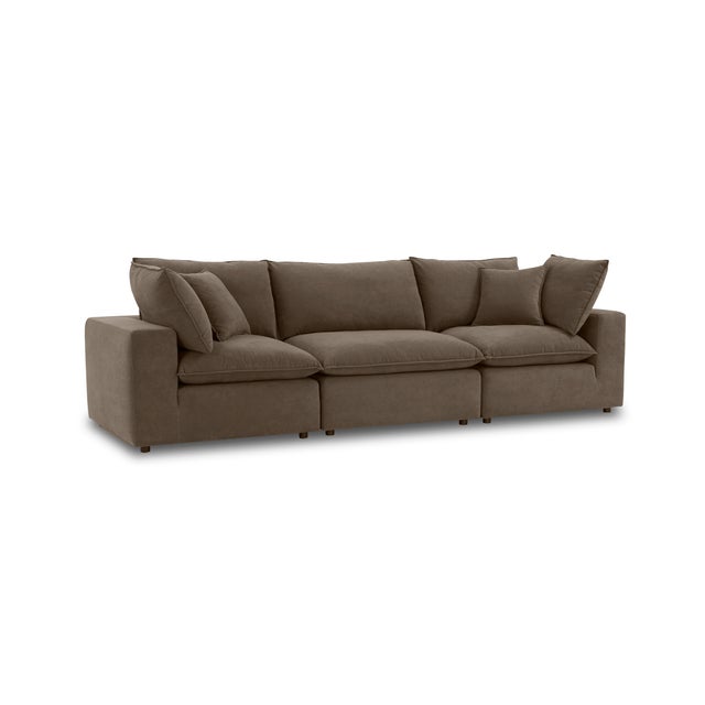 Boho Chic Cali Chocolate Brown Performance Velvet Modular Sofa For Sale - Image 3 of 7