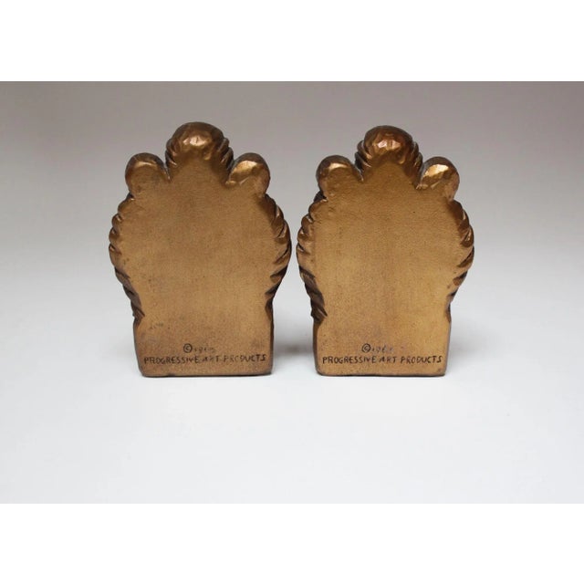 1960s Pair of Mid-Century Modern Gold "Lion" Bookends For Sale - Image 5 of 12