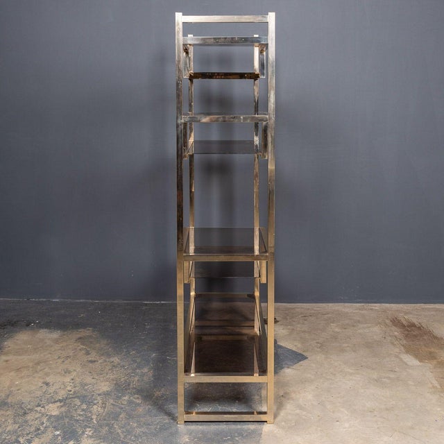 20th Century Italian Brass & Smokey Glass Etagere Shelves, 1970s For Sale - Image 10 of 14