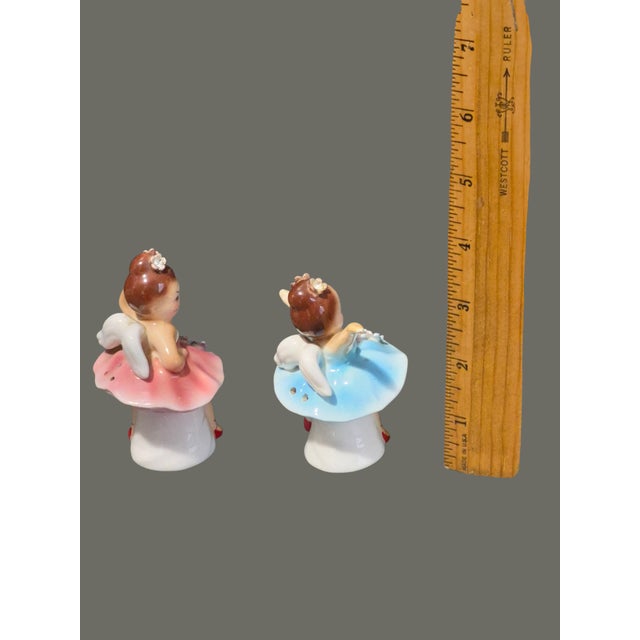 Contemporary Vintage Figural Ballerina Angel Salt & Pepper Shakers Made in Japan For Sale - Image 3 of 6