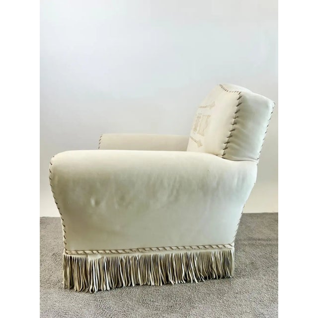 Vintage Ralph Lauren Leather Club Chair, Hand-Painted Arrowhead & Fringe, 1980's For Sale In New York - Image 6 of 18