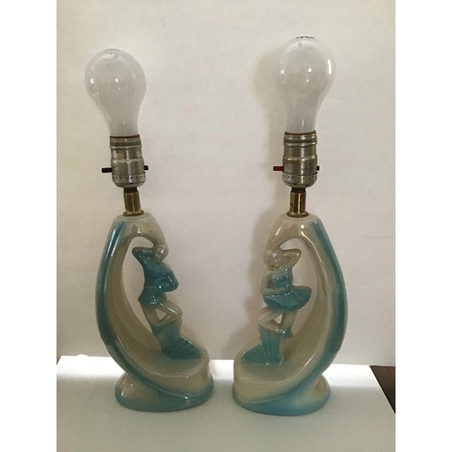 Mid 20th Century Ballerina Ceramic Boudoir Lamp - a Pair For Sale In Cleveland - Image 6 of 12