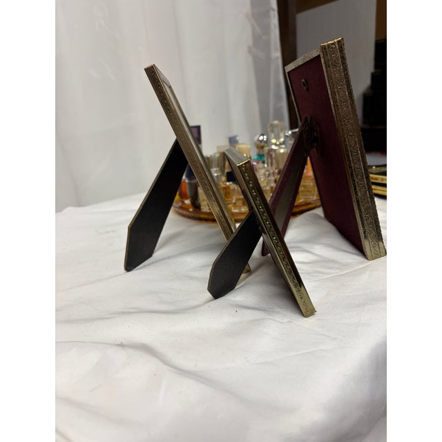 1960s Trio Vintage Brass Table Top Photo Frames For Sale - Image 5 of 8