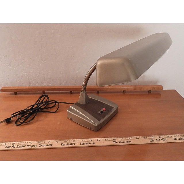 Vintage 1970s Industrial Gooseneck Adjustable Push Button Desk Lamp For Sale - Image 4 of 8