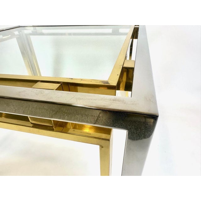 Italian Coffee Table in Chrome & Glass & Brass, 1970s For Sale - Image 9 of 13