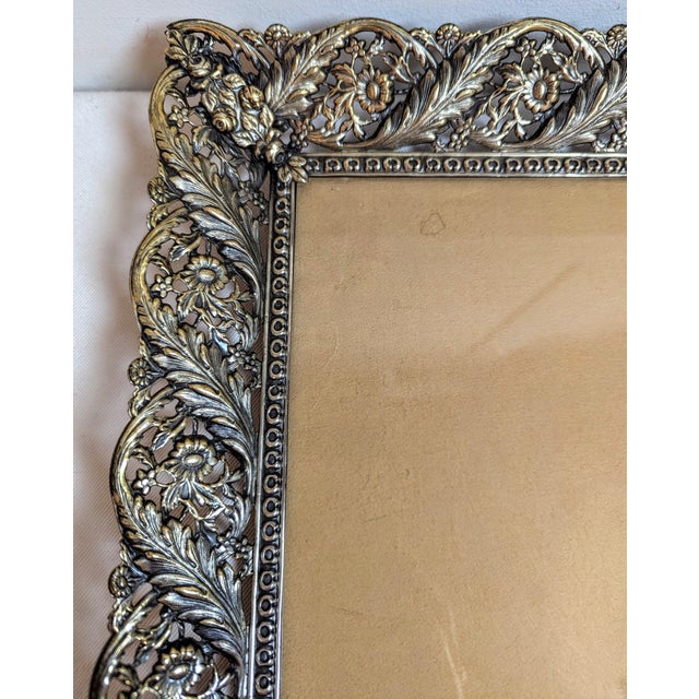 Hollywood Regency Vintage Ormolu Filigree Metal Frame For Sale - Image 3 of 7