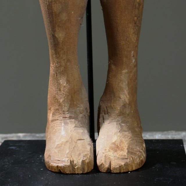 Brown Antique Hand Carved Folk Art Bearded Man Figurative Sculpture For Sale - Image 8 of 9