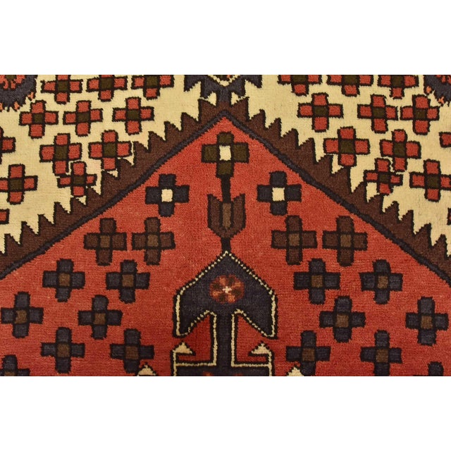 Textile Hamedan Rug 4’1” X 6’4” Red Wool Vintage Tribal Hand-Knotted Carpet For Sale - Image 7 of 12