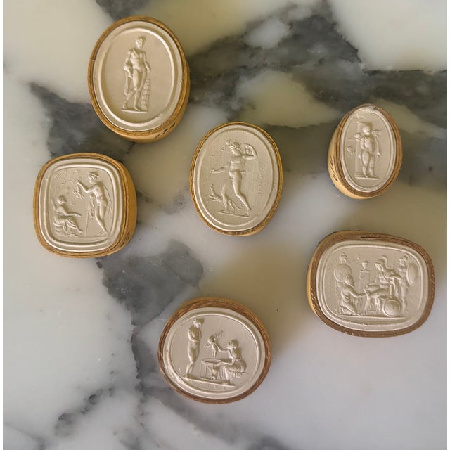 Early 19th Century Antique Italian Grand Tour Plaster Intaglios - Set of 6 (Group #6) For Sale - Image 5 of 14
