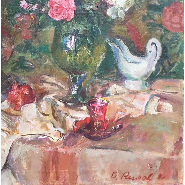 1980s 1980s Roses Still Life Painting by Vitaly Reunov For Sale - Image 5 of 6