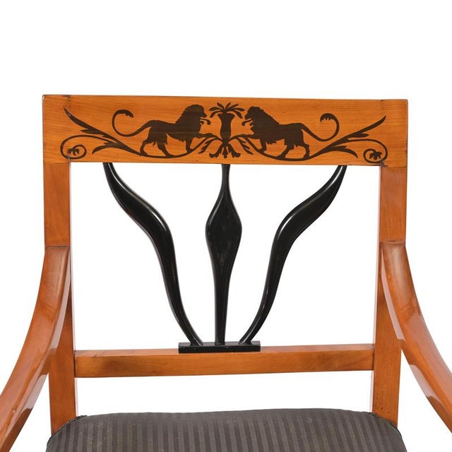 Set of six chairs consisting of four chairs and two armchairs, Biedermeier style, circa 1890/1900, from the Bonn area,...