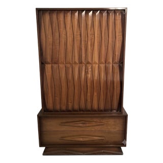 1980s American of Martinsville Style Diamond Front Armoire For Sale