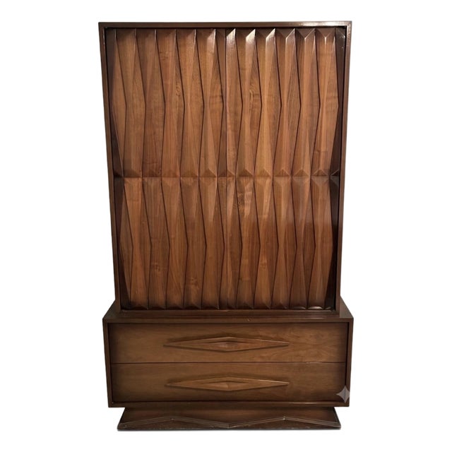 1980s American of Martinsville Style Diamond Front Armoire For Sale
