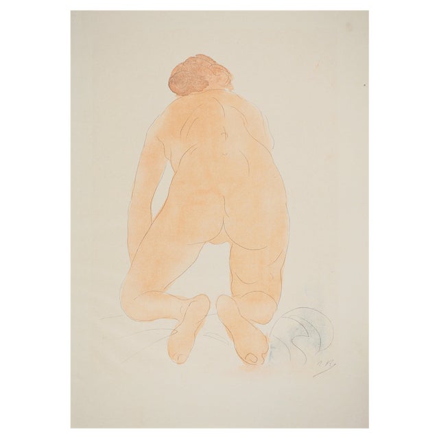 Auguste Rodin, Crouching Nude, Lithograph and Stencil For Sale