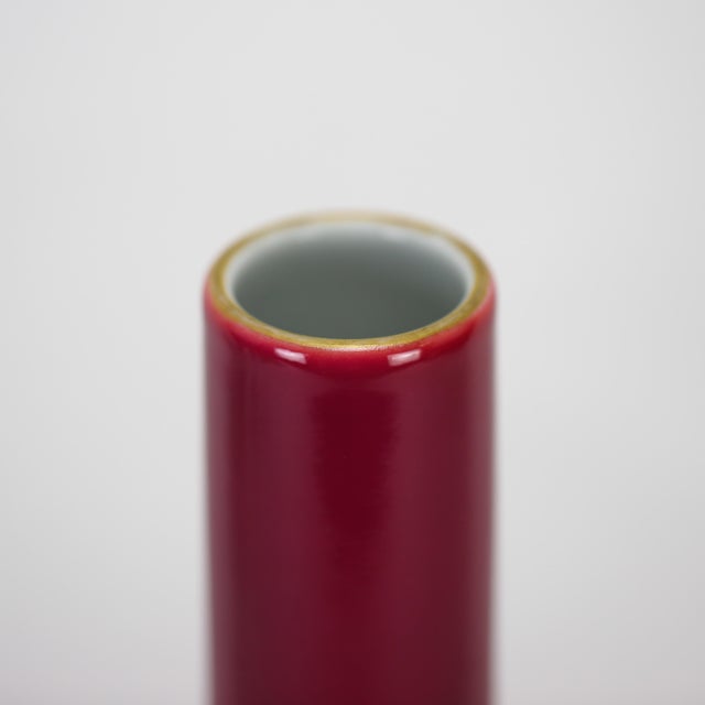 Pair of Yongzheng Mark, Chinese Early 20th Century Red Glaze Cone-Handled Vase For Sale - Image 4 of 7