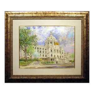 Kamil Kubik "State Capitol, St. Paul" Original Pastel Drawing Art, 1979, Framed
