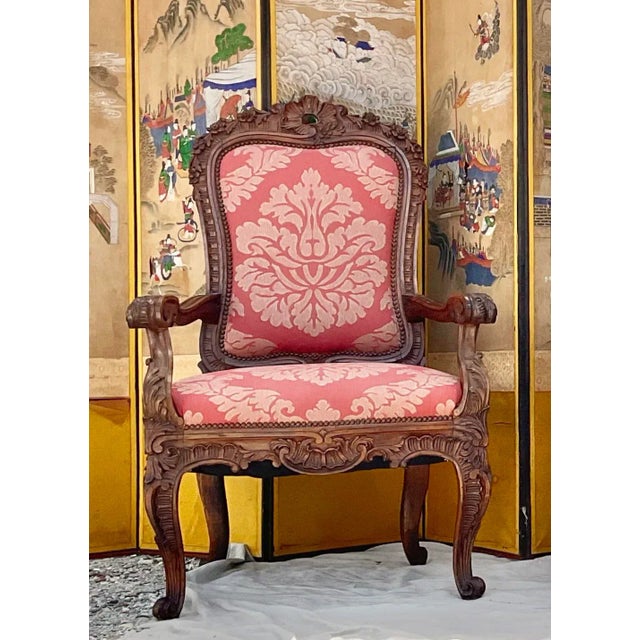 Baroque Large Pair of Exuberantly Carved Italian Baroque Armchairs For Sale - Image 3 of 8