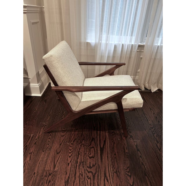 Crate & Barrel Cavett Wood Accent Chair & Ottoman — Excellent Condition For Sale In New York - Image 6 of 15