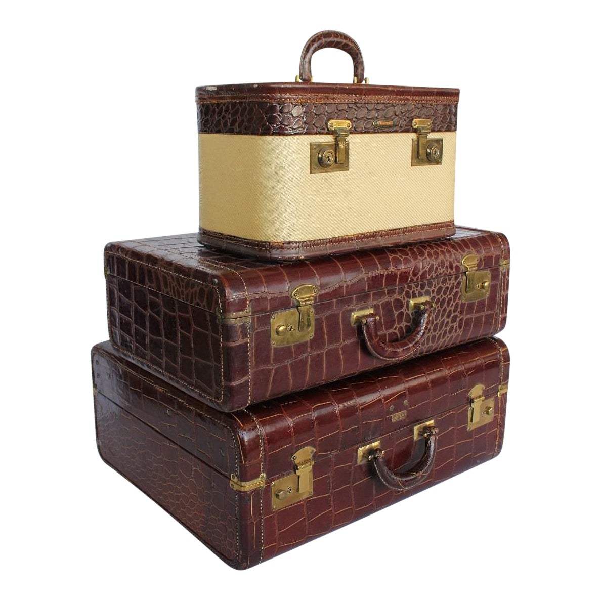Vintage Leather Suitcases Set of 3 Chairish