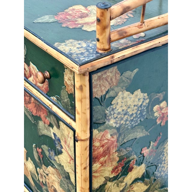 Bamboo Cabinet, Decoupaged With Flowers, Circa 1990 For Sale - Image 15 of 16