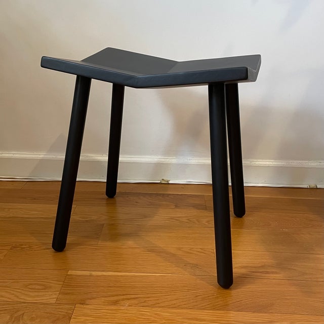 Mitre Low Wooden Stool, Black, by Souda, Modern, Minimal, Contemporary, Wood Seating For Sale - Image 9 of 10
