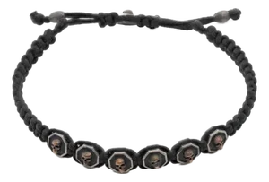 Black Skull Men Woven Bracelet