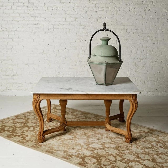 Mid 20th Century 20th Century French Oak and Marble Farmhouse Table For Sale - Image 5 of 5