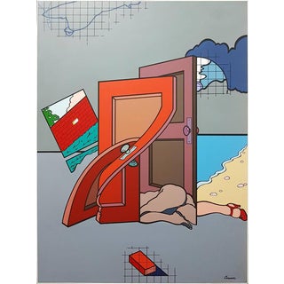 Jorge Carruana, Woman/Doors Palmas I, 1977, Acrylic For Sale