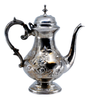 Coffee Pot in Embossed Silver with Floral Motifs