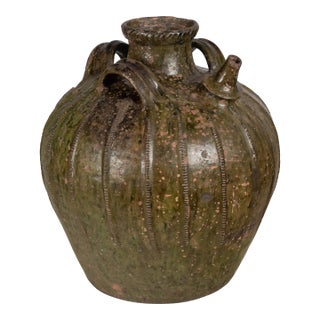18th Century French Pottery Walnut Oil Jug From Perigord For Sale
