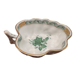 Herend Chinese Bouquet Green Deep Leaf Dish For Sale
