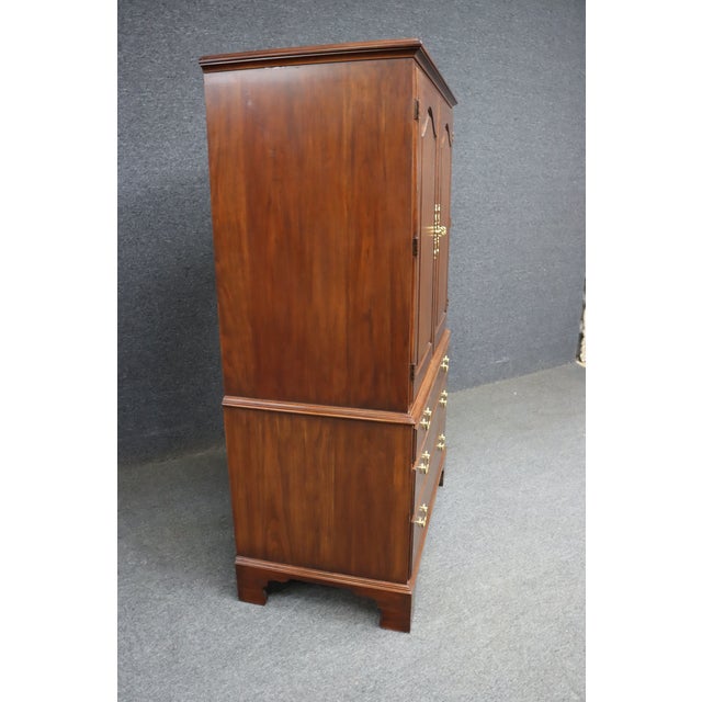 Late 20th Century Henkel Harris Solid Cherry Linen Press / Armoire – Wild Black Cherry For Sale - Image 11 of 14