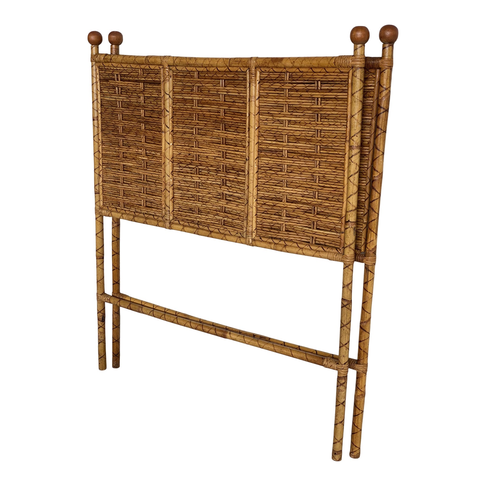 Vintage Coastal Scorched Bamboo Twin HeadboardsPair Chairish