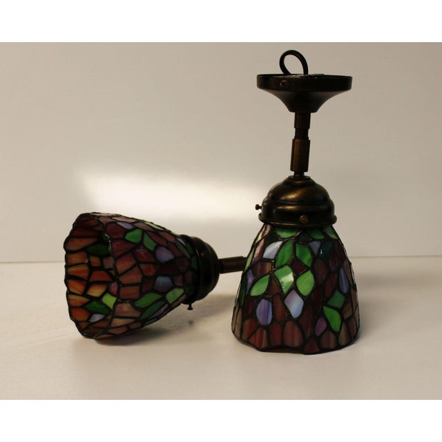 Tiffany Wall Sconce in Stained Glass and Pewter For Sale - Image 3 of 10