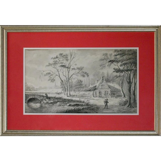 "Fishing Off the Bridge" Watercolor For Sale