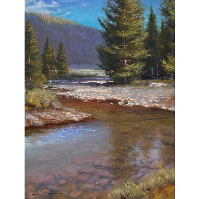 Mountain Waters, Romans 1:11-12 by Thomas Kegler | Oil on board Landscape with trees and water. For Sale - Image 4 of 5
