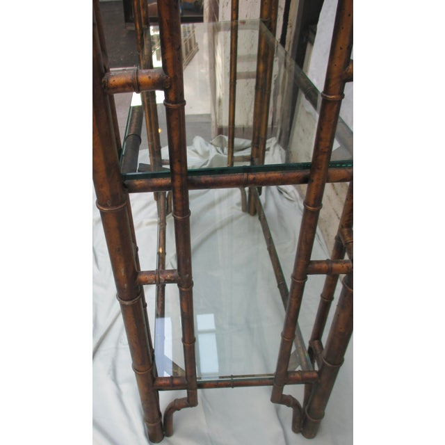 Chinese Chippendale Pagoda Style Iron Faux Bamboo Etagere For Sale - Image 15 of 18
