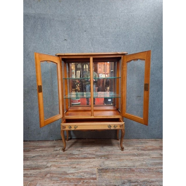 Vintage Louis XV Cherrywood Display Cabinet For Sale - Image 6 of 9