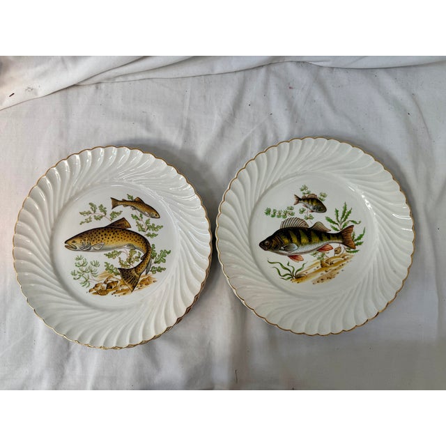 Vintage, French, Luneville, Ceramic Fish Plates - Set of 4 For Sale - Image 4 of 11