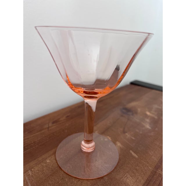 1950s Tiffin Franciscan Pink Faceted Champagne Glasses-Set of 4 For Sale - Image 9 of 9