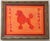 French Poodle Dog in tropical colors using shades of apricot and orange and crimson with a double border. Minimalism,...