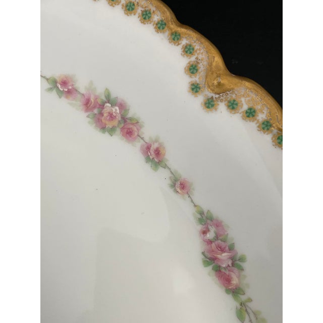 1900 - 1909 Antique Theodore Haviland Limoges Serving Plate Platter With Heavy Gold For Sale - Image 5 of 12