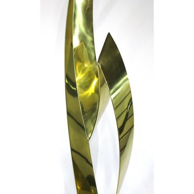 Brass Curtis Jere Large Brass and Marble Flame Sculpture For Sale - Image 8 of 12