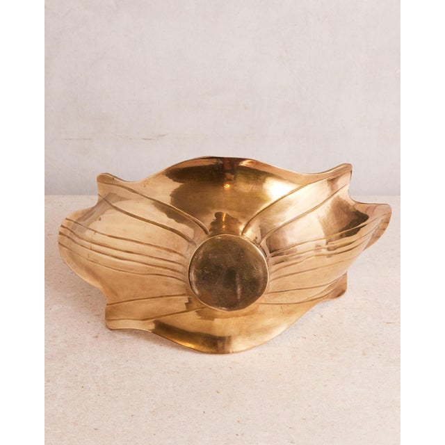 1970s Large Brass Low Bowl or Vase For Sale - Image 16 of 18