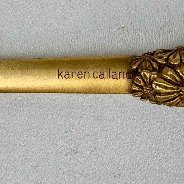 Traditional Vintage Karen Callan Handcrafted Brass Letter Opener With Flowers Design, Signed For Sale - Image 3 of 7