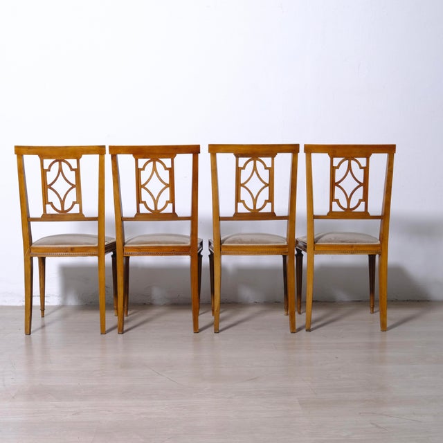 Louis XVI Chairs in Walnut, Italy, 1950s, Set of 4 For Sale - Image 13 of 16