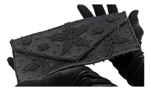 Vintage Debbie Black Satin Evening Clutch